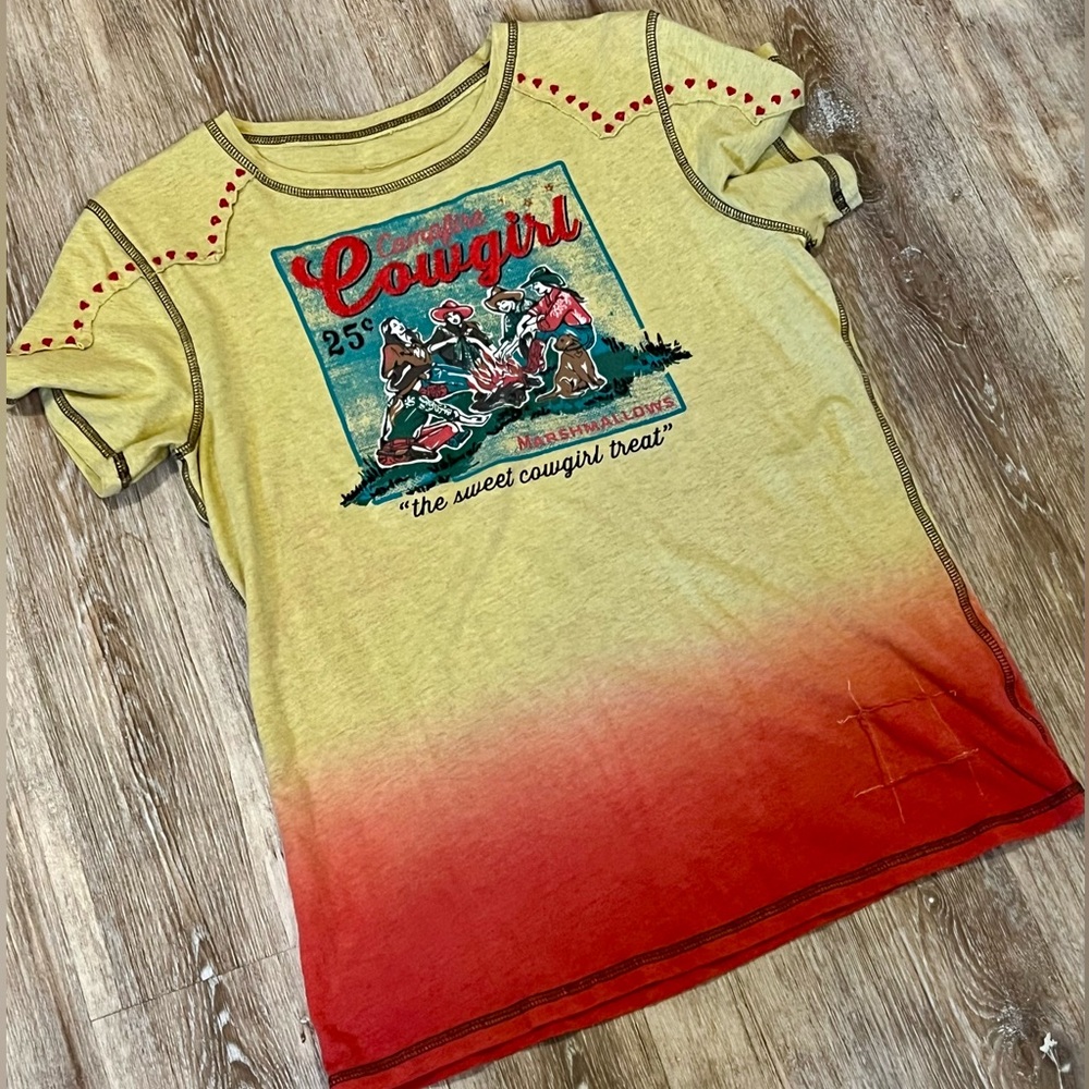 Double D Ranch Campfire Cowgirl Embroidered T-Shirt⛺️🤠💋